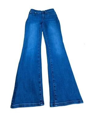 Madewell Mid-Rise Kick Out Jeans 25 Blue Flare Leg Denim Stretch